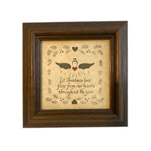 Vintage 1980s German Style Scherenschnitte Paper Art Christmas Decor Wall Frame